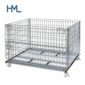Foldable Collapsible Stackable Warehouse Storage Steel Metal Wire Mesh Cage Container